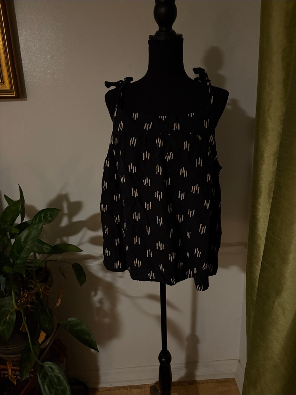 Sonoma Black Tie-Shoulder Patterned Camisole